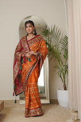 Elegant Gajji Mustard Red Saree