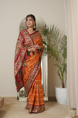 Elegant Gajji Mustard Red Saree