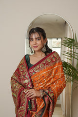 Elegant Gajji Mustard Red Saree