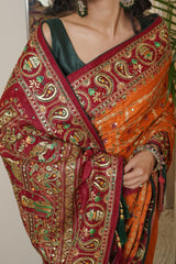 Elegant Gajji Mustard Red Saree