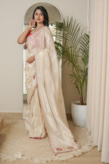 Ivory Cashew Banarasi Silk Saree