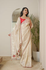 Ivory Cashew Banarasi Silk Saree