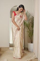 Ivory Cashew Banarasi Silk Saree