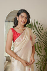 Ivory Cashew Banarasi Silk Saree