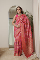 Red and Rani Georgette Saree