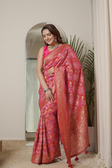 Red and Rani Georgette Saree