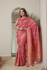 Red and Rani Georgette Saree
