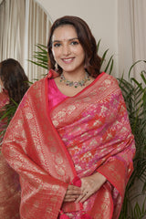 Red and Rani Georgette Saree