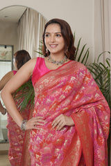Red and Rani Georgette Saree