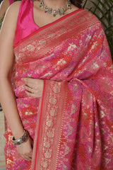Red and Rani Georgette Saree