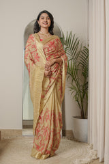 Cheeku Ivory Crape Silk Saree