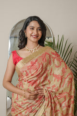 Cheeku Ivory Crape Silk Saree