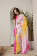 Pink Mustard Rani HO Silk Saree