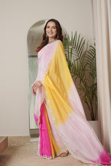 Pink Mustard Rani HO Silk Saree