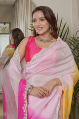 Pink Mustard Rani HO Silk Saree