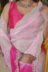 Pink Mustard Rani HO Silk Saree