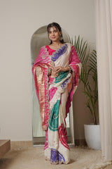 Multi Bandhej Batik Gajji Silk Saree