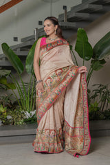 Ivory Cashew Position Silk Saree