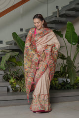 Ivory Cashew Position Silk Saree