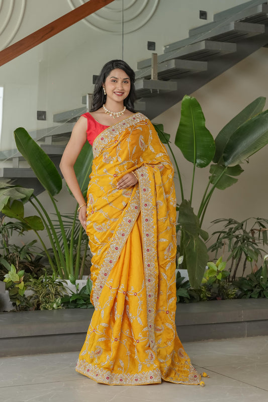 Elegant Mustard Colour Saree