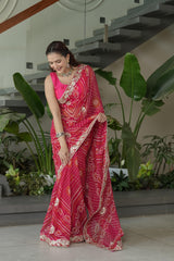 Lightweight Chiffon Red Saree