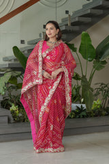 Lightweight Chiffon Red Saree
