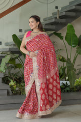 Textured Rani Georgette Saree