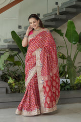 Textured Rani Georgette Saree
