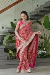 Textured Rani Georgette Saree
