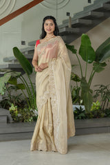 Cheeku Ivory Banarasi Silk Saree