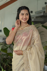 Cheeku Ivory Banarasi Silk Saree
