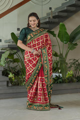 Traditional Red Green Silk Saree