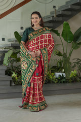 Traditional Red Green Silk Saree