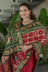 Traditional Red Green Silk Saree