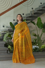 Mustard Chinnon Silk Saree