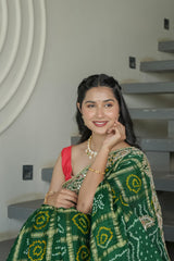 Bottle Green Gajji Silk Saree