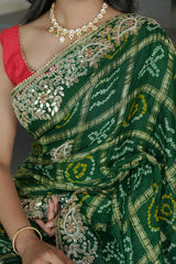 Bottle Green Gajji Silk Saree