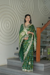 Bottle Green Gajji Silk Saree