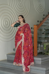 Red O Gerea Pure Silk Saree