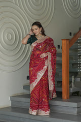 Red O Gerea Pure Silk Saree