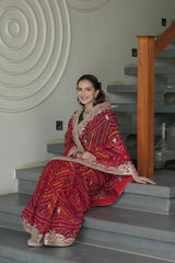 Red O Gerea Pure Silk Saree