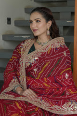 Red O Gerea Pure Silk Saree