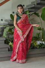 Elegant Red Crape Silk Saree