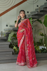 Elegant Red Crape Silk Saree