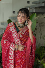 Elegant Red Crape Silk Saree