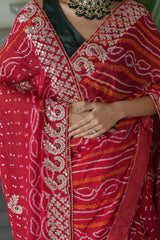 Elegant Red Crape Silk Saree