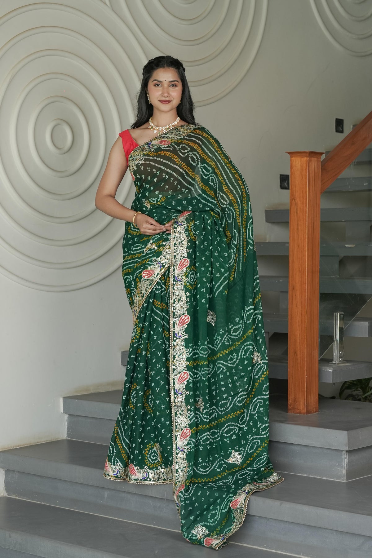 Bottle Green Crape Silk Saree