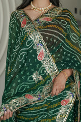 Bottle Green Crape Silk Saree