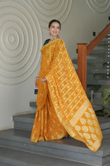 Mustard Georgette Zari Checks Saree
