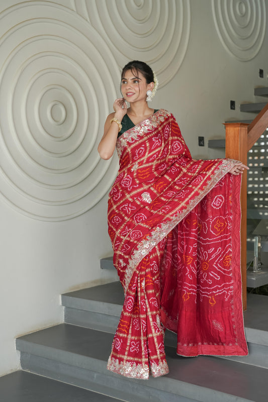 Maroon Gajji Silk Saree
